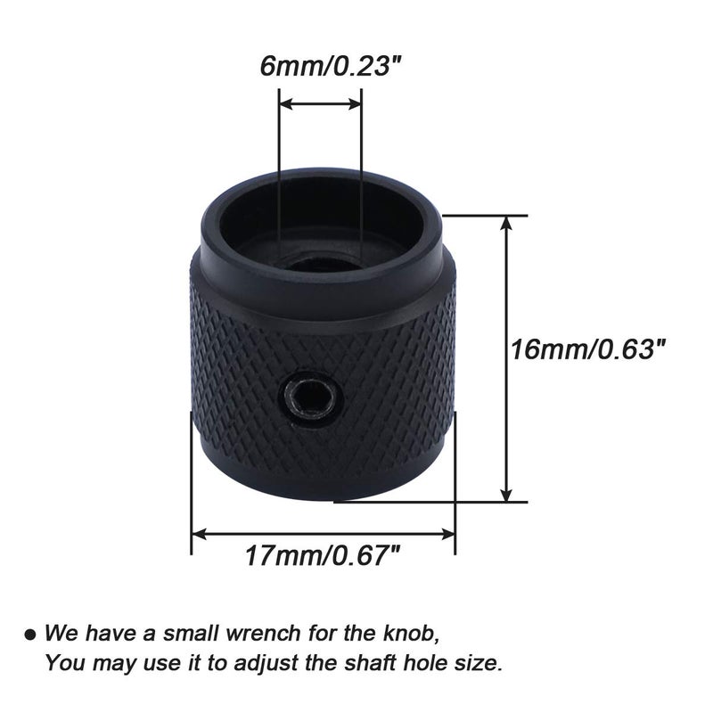 mxuteuk 4pcs Black Guitar Knobs Aluminum Alloy Potentiometer Control Knob Volume Audio Electric Guitar Bass Knob Screw Type 17 x 16mm (d*h) KNOB-04-BK - Image 2